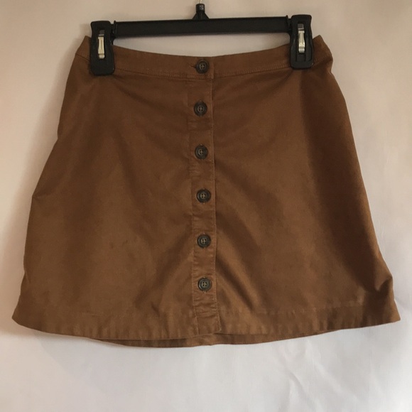 Abercrombie & Fitch Tan camel button down trendy mini skirt faux suede size S - Picture 1 of 6